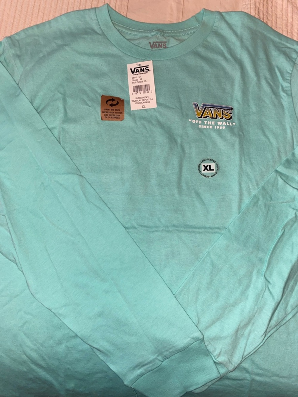 Vans long sleeve tee in aqua mint with logo